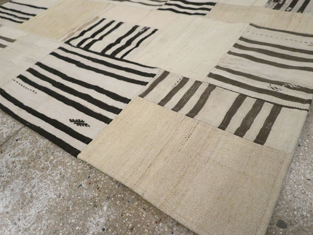 Contemporary Turkish Patchwork Style Flatweave, No.30621 - Staging