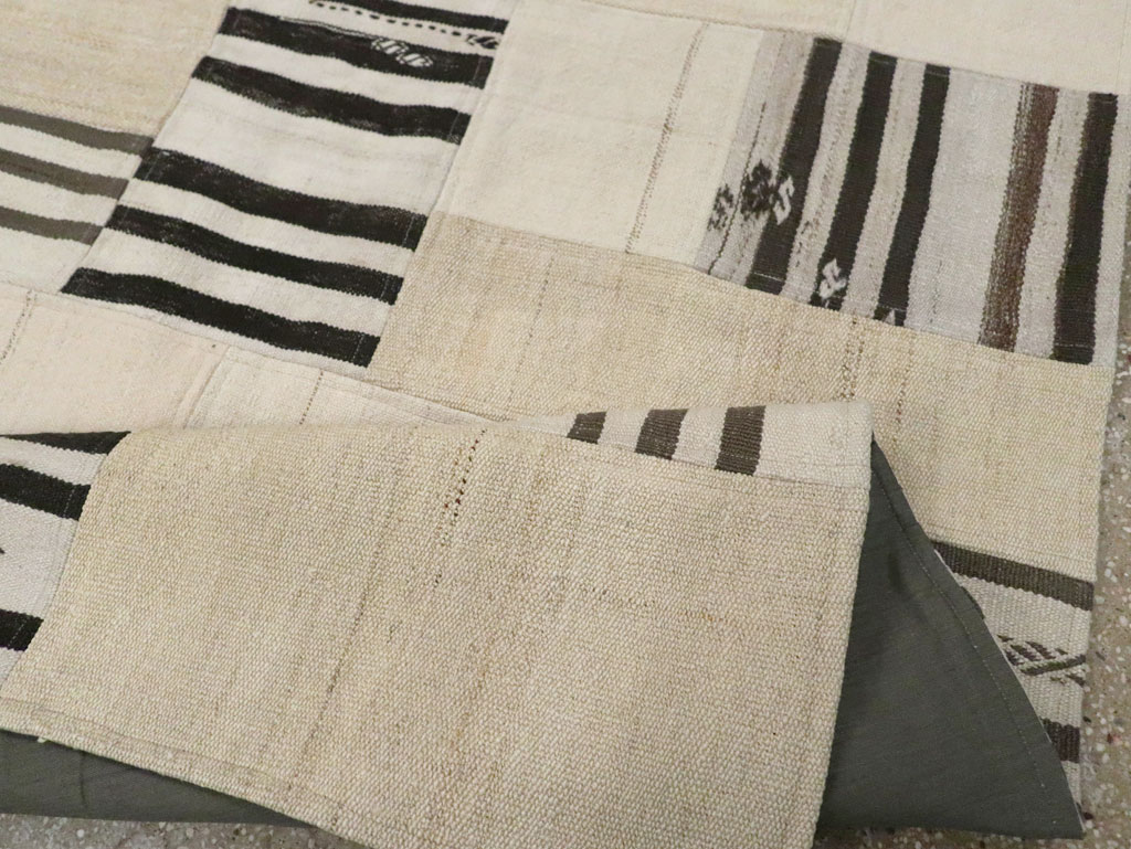 Contemporary Turkish Patchwork Style Flatweave, No.30621 - Staging