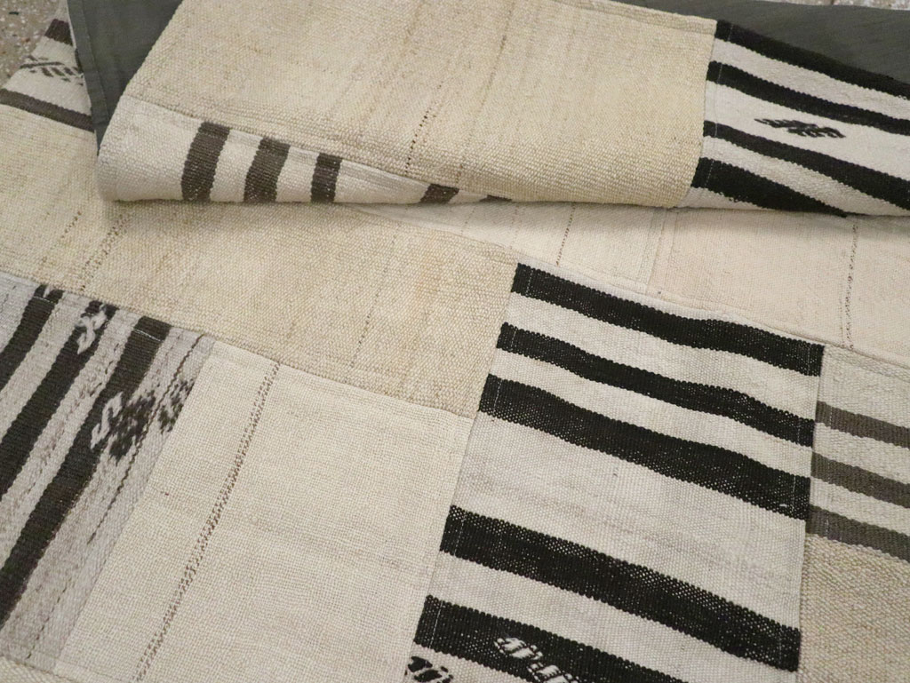 Contemporary Turkish Patchwork Style Flatweave, No.30621 - Staging