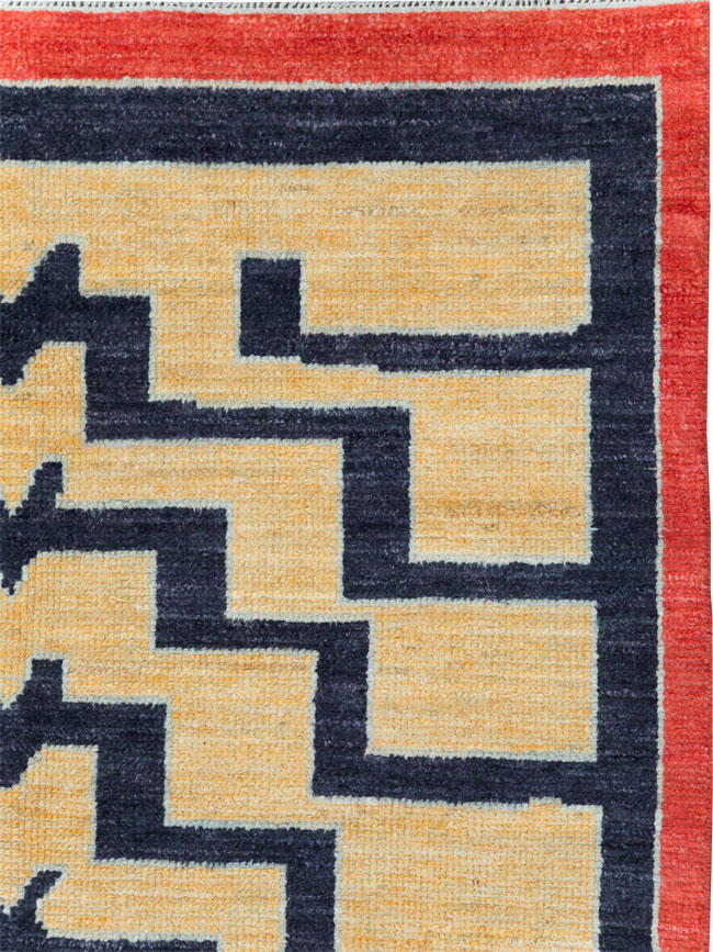 Contemporary Turkish Tulu Accent Rug, No.30627 - Staging