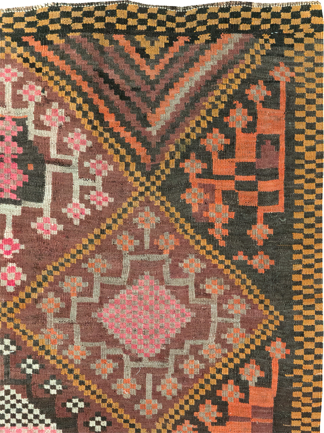 Vintage Persian Flatweave Kilim Gallery Rug, No.30651 - Staging
