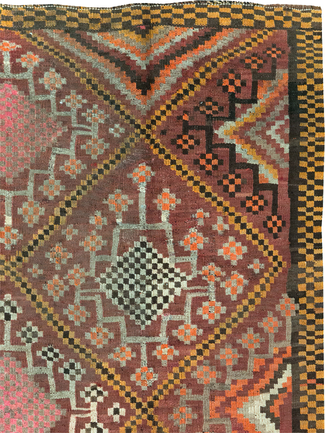 Vintage Persian Flatweave Kilim Gallery Rug, No.30651 - Staging