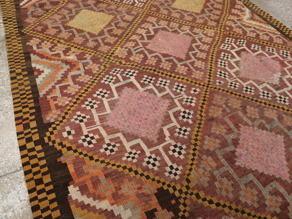 Vintage Persian Flatweave Kilim Gallery Rug, No.30651 - Staging