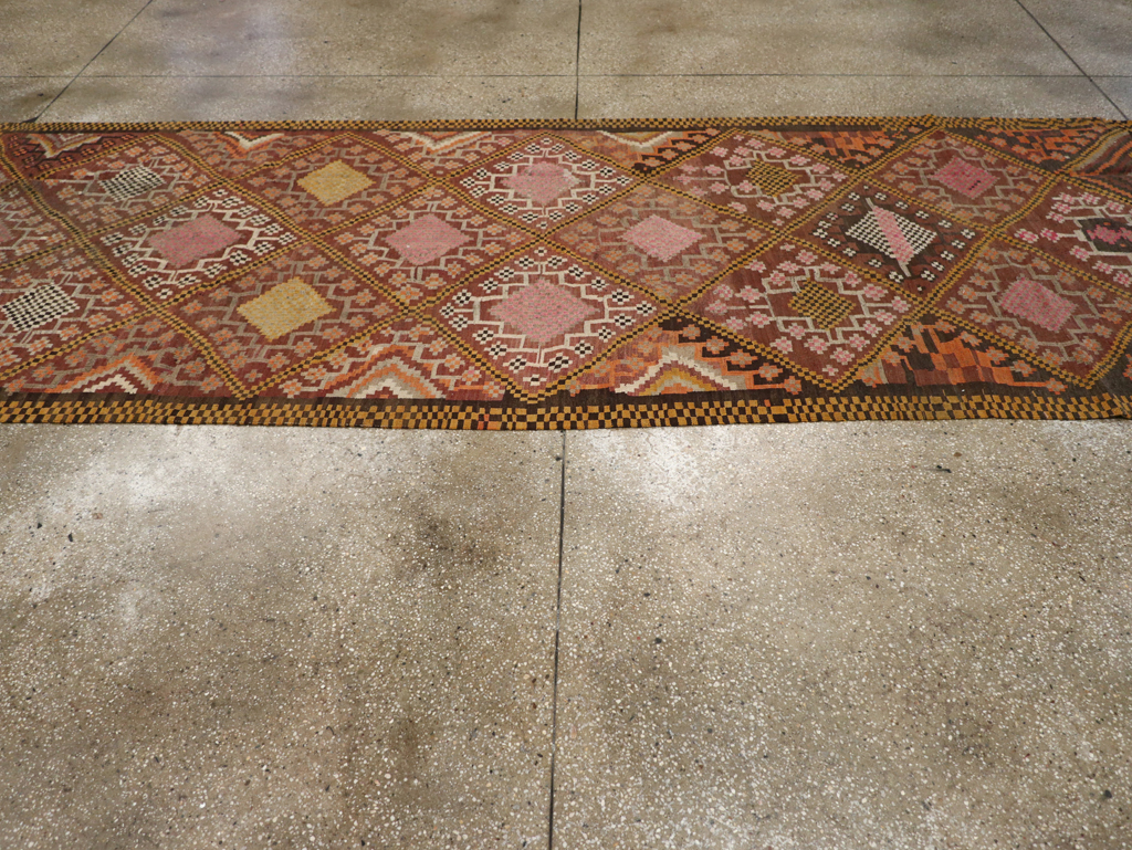 Vintage Persian Flatweave Kilim Gallery Rug, No.30651 - Staging