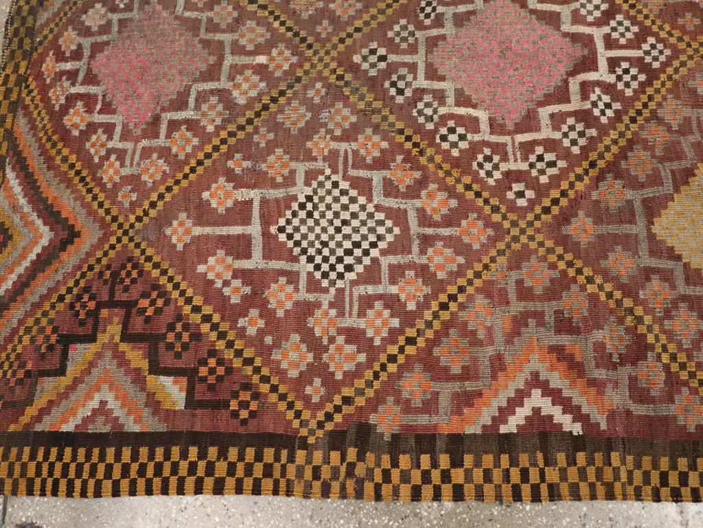 Vintage Persian Flatweave Kilim Gallery Rug, No.30651 - Staging
