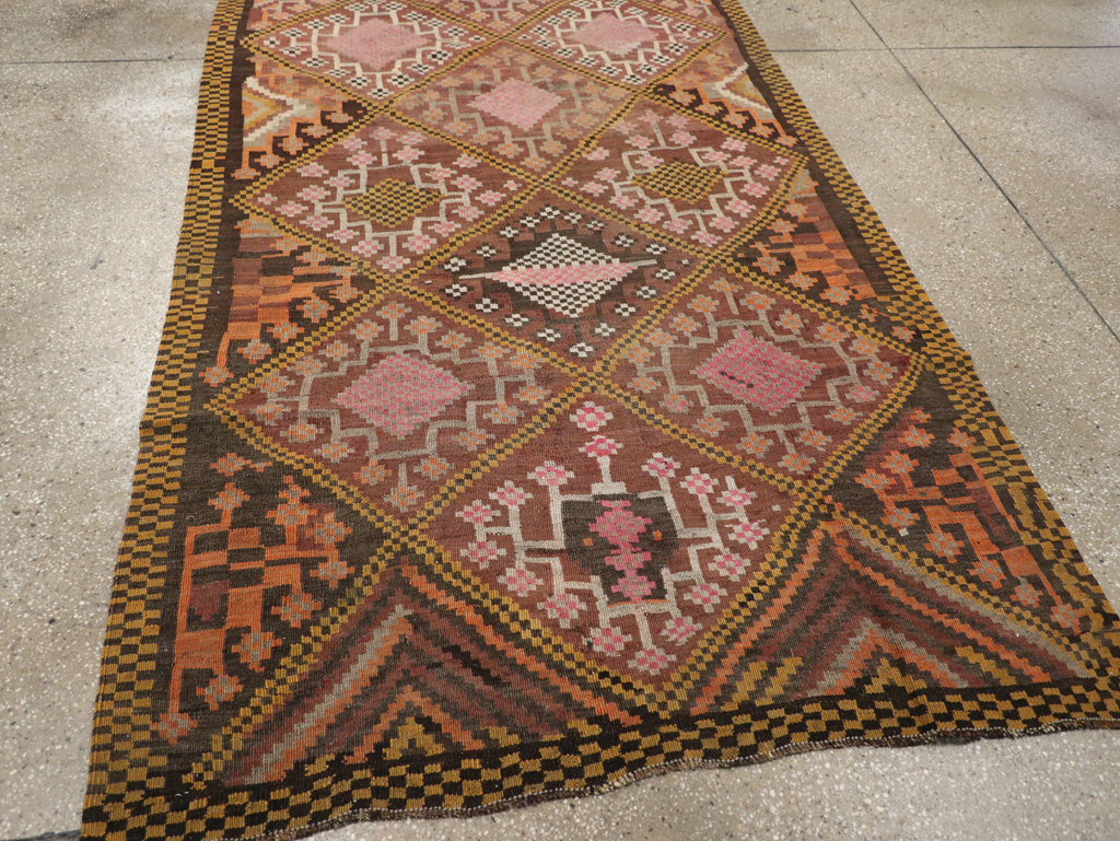 Vintage Persian Flatweave Kilim Gallery Rug, No.30651 - Staging