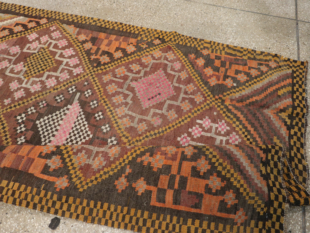 Vintage Persian Flatweave Kilim Gallery Rug, No.30651 - Staging