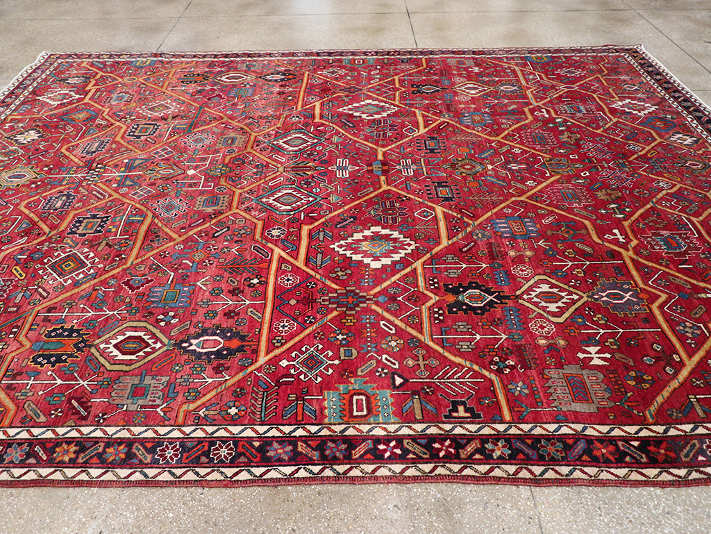 Vintage Persian Heriz Room Size Carpet, No.30663 - Staging
