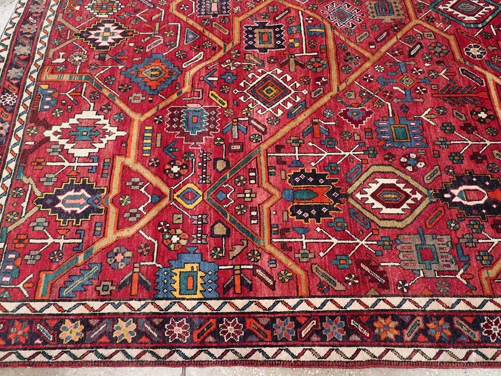 Vintage Persian Heriz Room Size Carpet, No.30663 - Staging