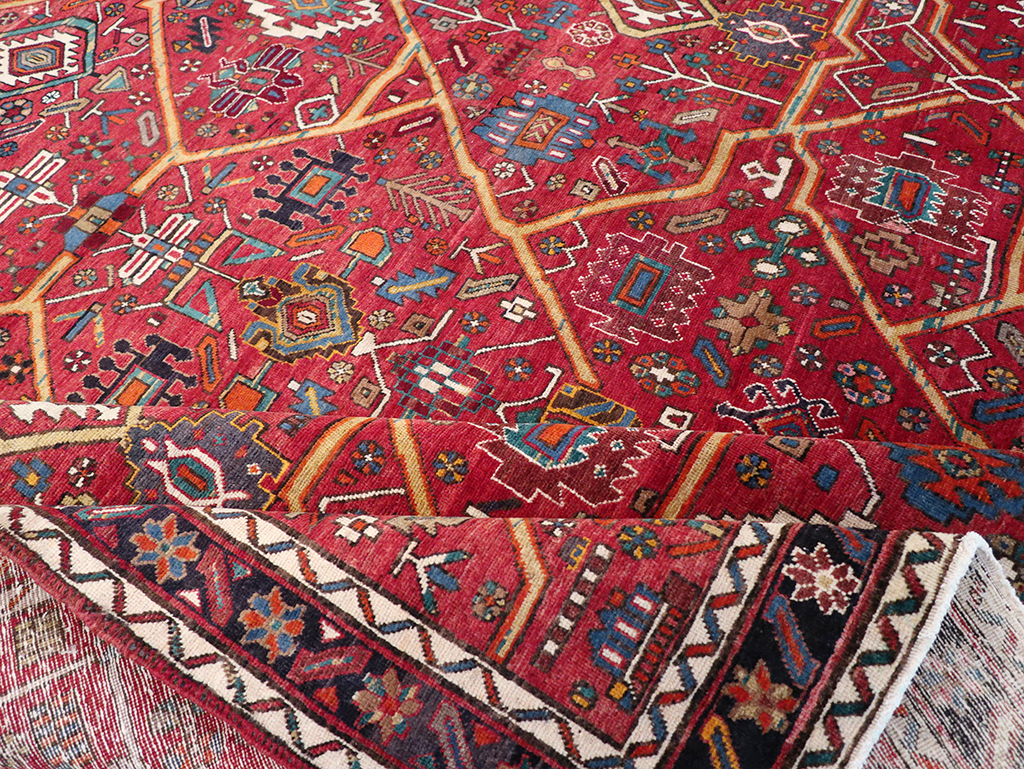 Vintage Persian Heriz Room Size Carpet, No.30663 - Staging