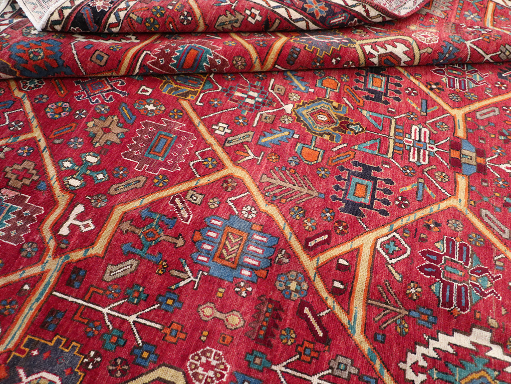 Vintage Persian Heriz Room Size Carpet, No.30663 - Staging