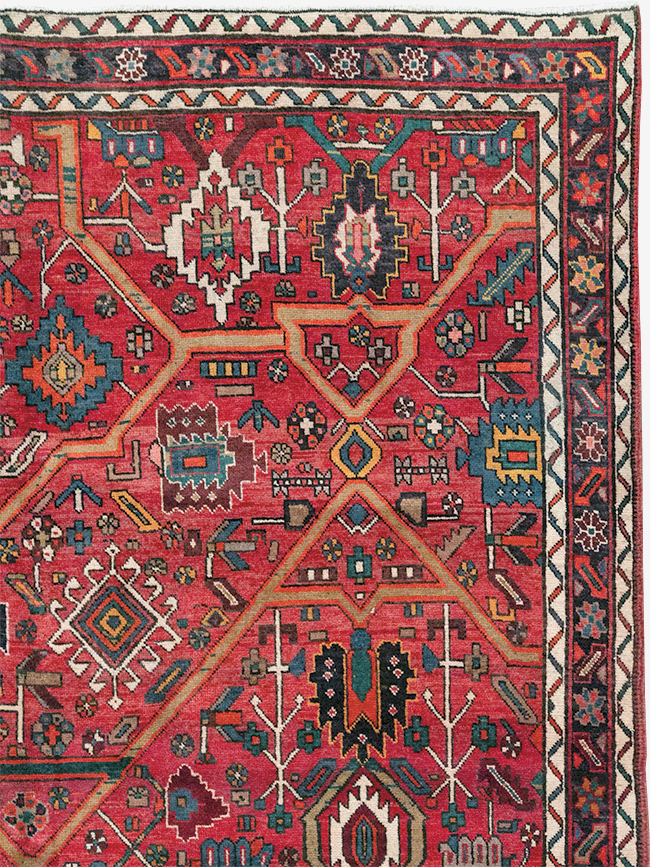 Vintage Persian Heriz Room Size Carpet, No.30663 - Staging