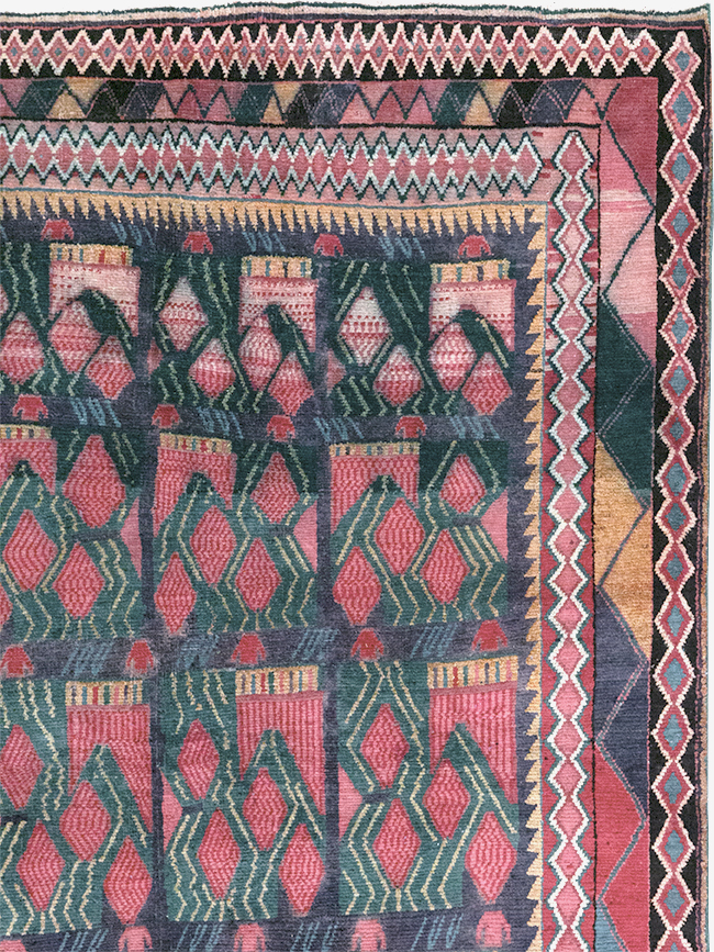 Vintage Persian Kurd Accent Carpet, No.30665 - Staging