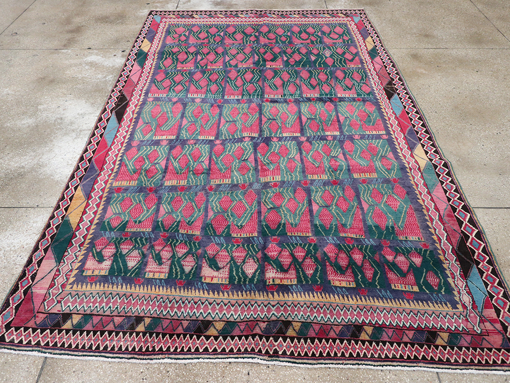 Vintage Persian Kurd Accent Carpet, No.30665 - Staging