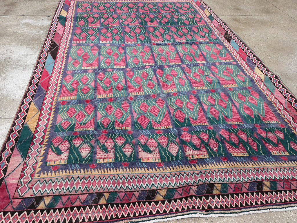 Vintage Persian Kurd Accent Carpet, No.30665 - Staging