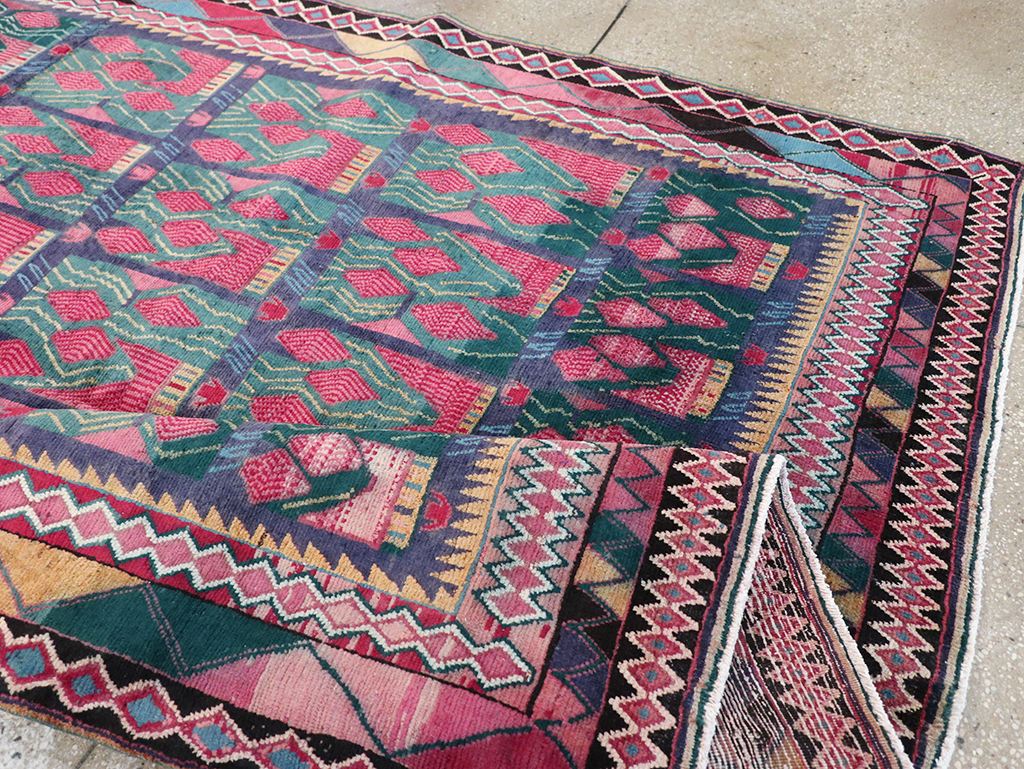 Vintage Persian Kurd Accent Carpet, No.30665 - Staging