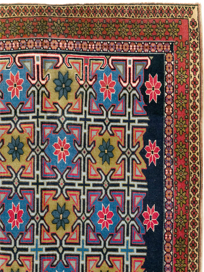 Vintage Persian Veramin Wide Gallery Runner, No.30666 - Staging