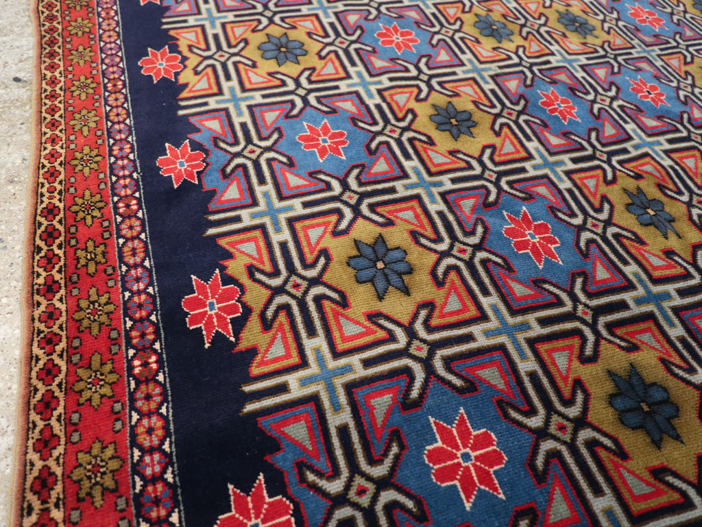 Vintage Persian Veramin Wide Gallery Runner, No.30666 - Staging