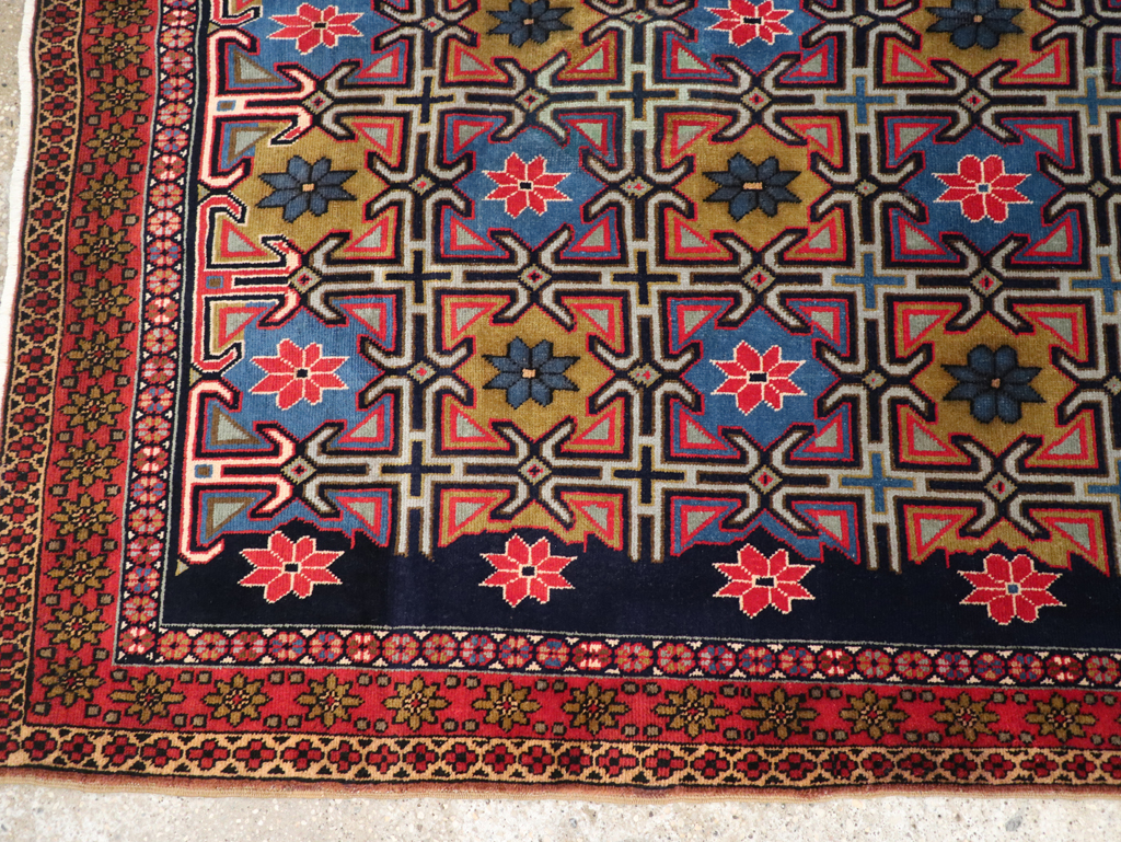 Vintage Persian Veramin Wide Gallery Runner, No.30666 - Staging