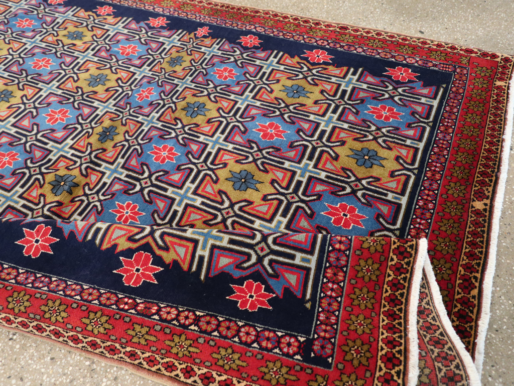 Vintage Persian Veramin Wide Gallery Runner, No.30666 - Staging