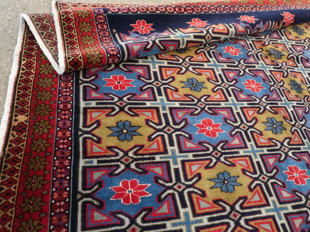 Vintage Persian Veramin Wide Gallery Runner, No.30666 - Staging