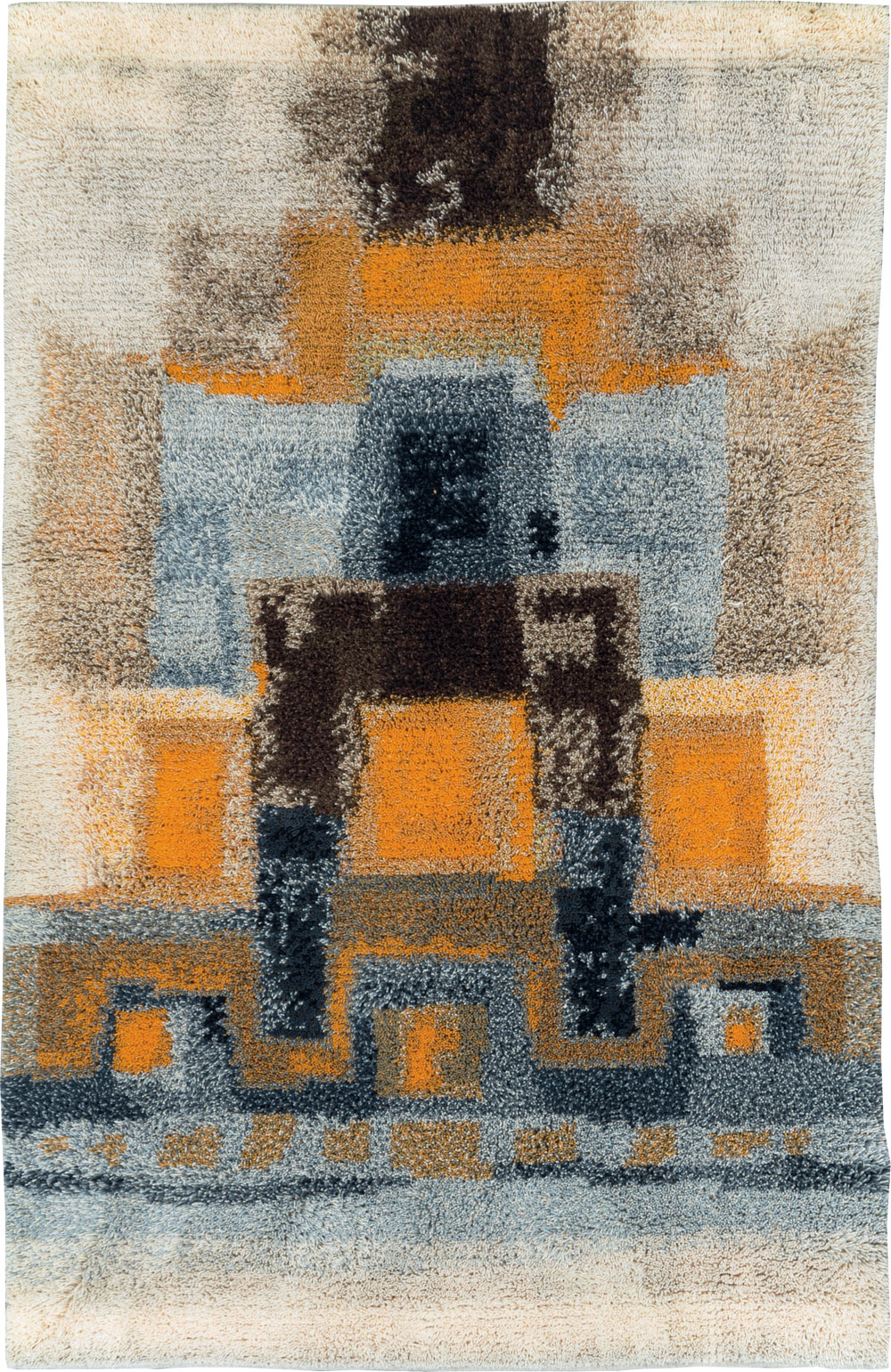 Vintage Scandinavian Rya Throw Rug, No.30669 - Staging