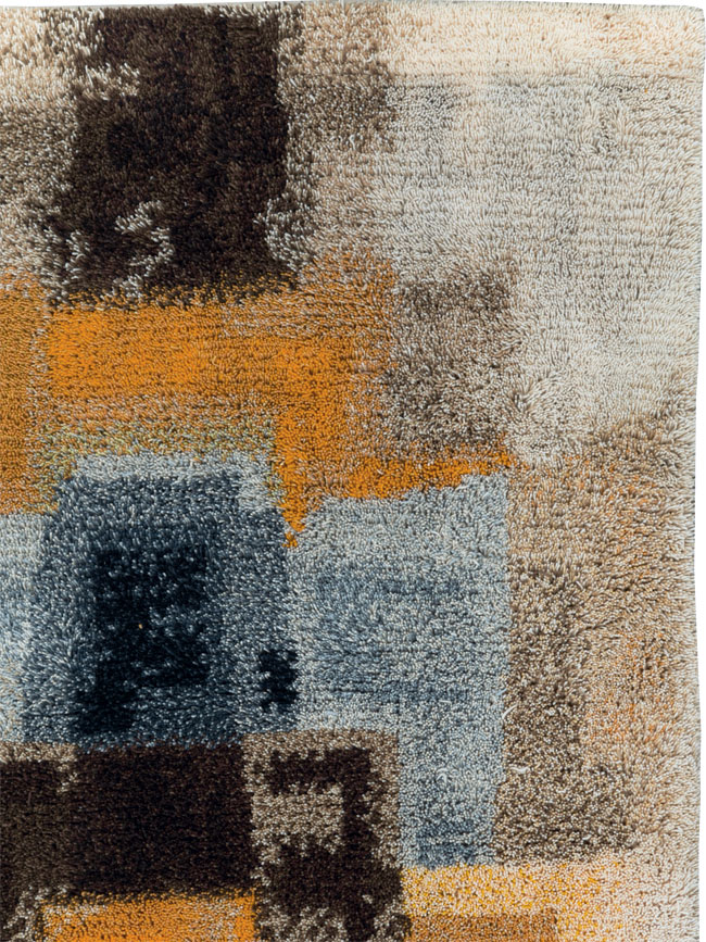 Vintage Scandinavian Rya Throw Rug, No.30669 - Staging