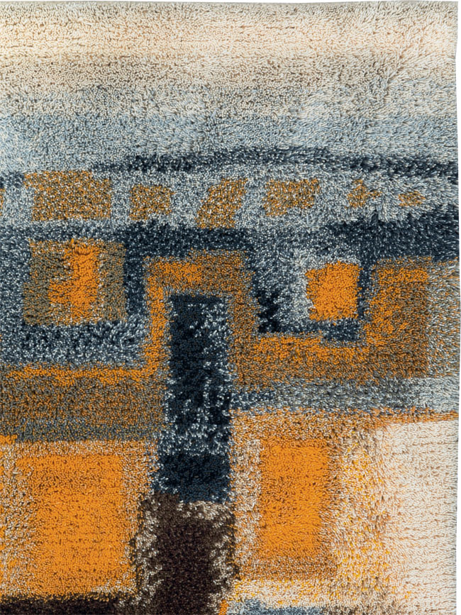 Vintage Scandinavian Rya Throw Rug, No.30669 - Staging