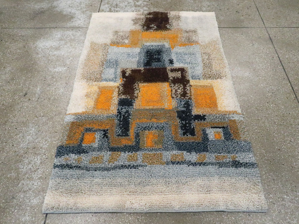 Vintage Scandinavian Rya Throw Rug, No.30669 - Staging