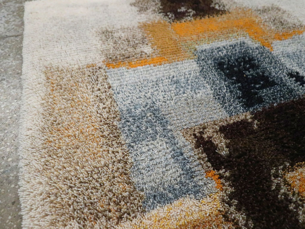 Vintage Scandinavian Rya Throw Rug, No.30669 - Staging