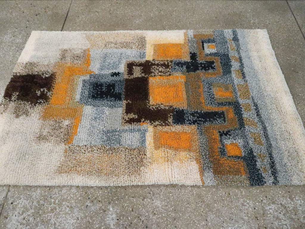 Vintage Scandinavian Rya Throw Rug, No.30669 - Staging
