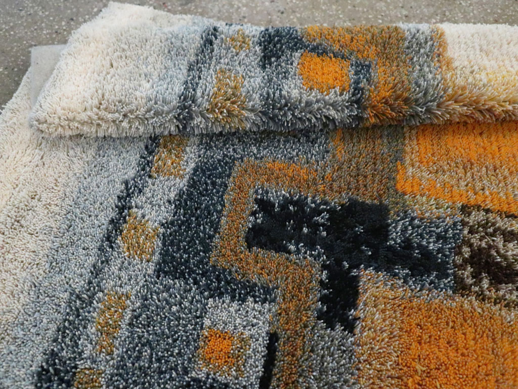 Vintage Scandinavian Rya Throw Rug, No.30669 - Staging