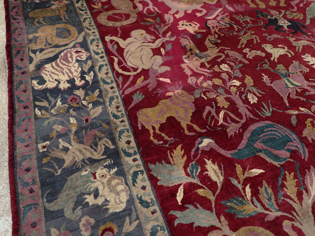 Antique Indian Agra Pictorial Room Size Carpet, No.30670 - Staging