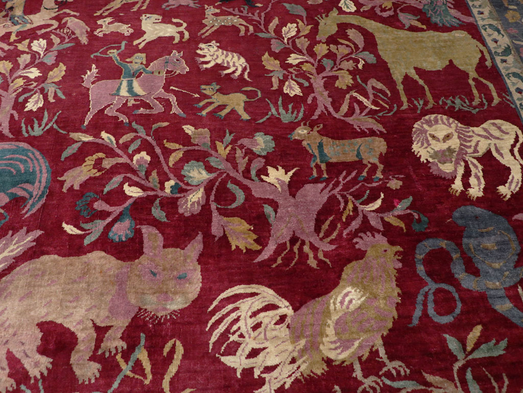 Antique Indian Agra Pictorial Room Size Carpet, No.30670 - Staging