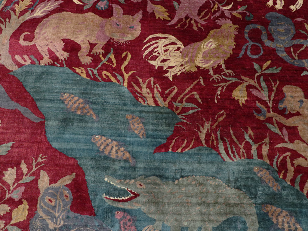 Antique Indian Agra Pictorial Room Size Carpet, No.30670 - Staging