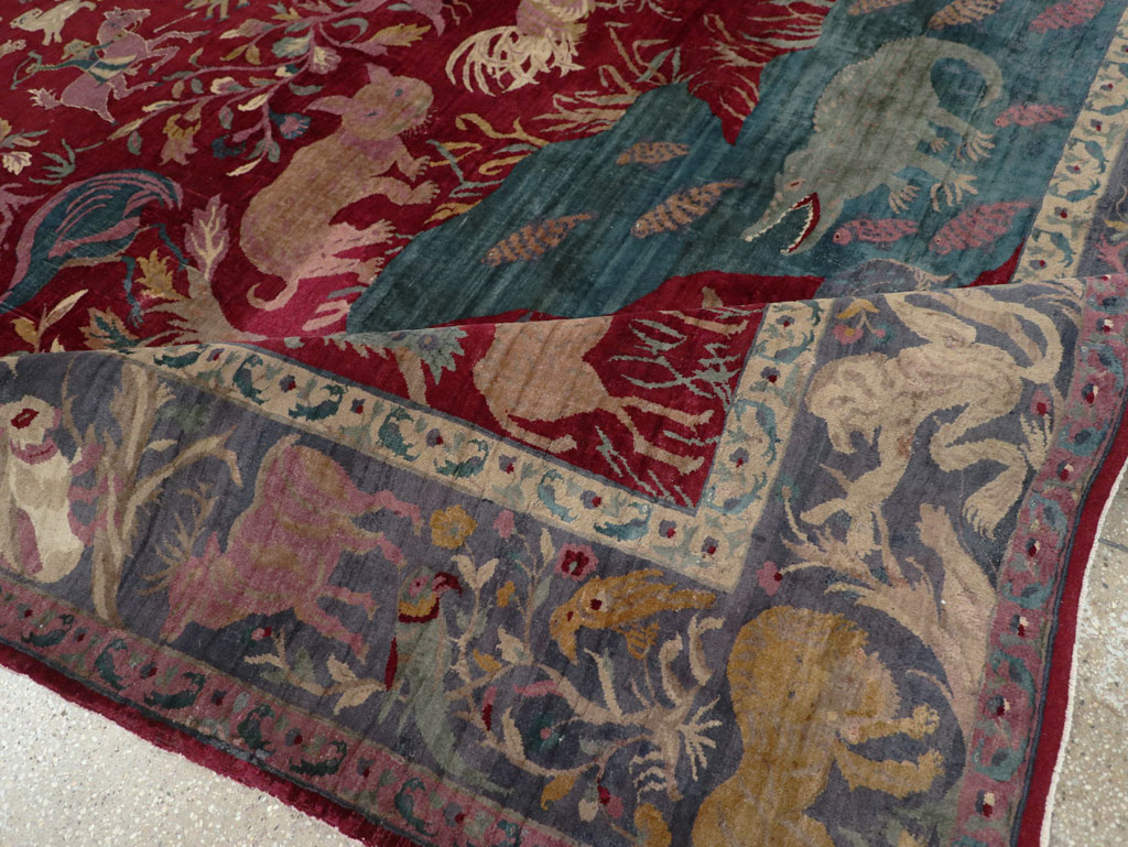 Antique Indian Agra Pictorial Room Size Carpet, No.30670 - Staging