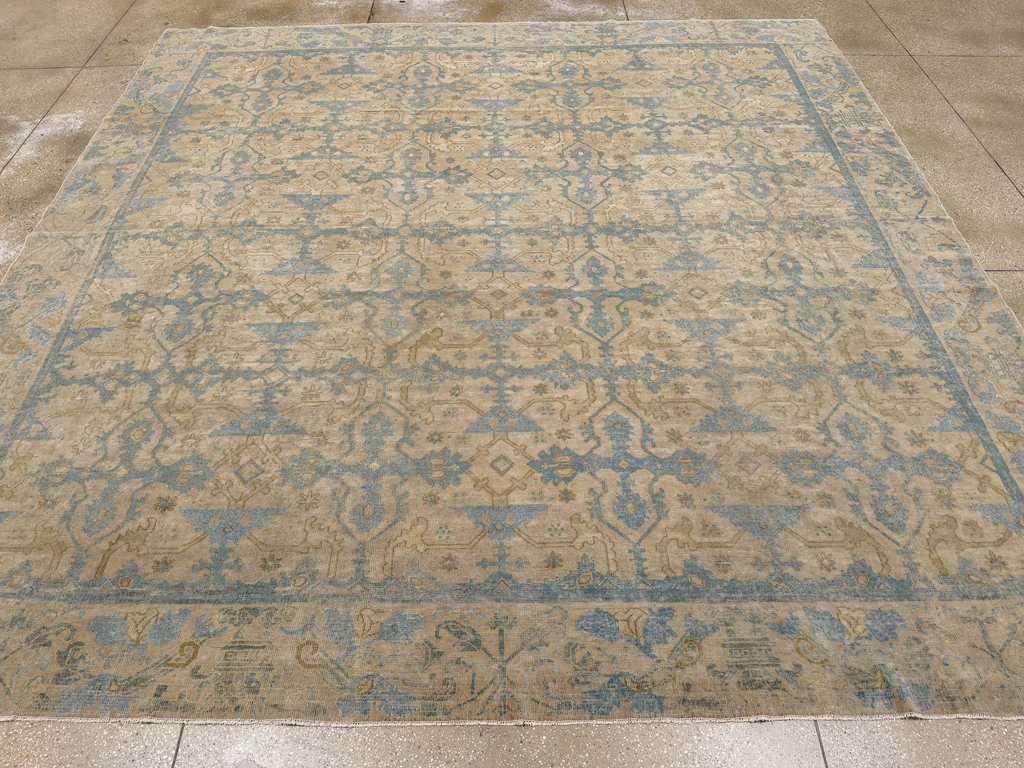Antique Chinese Cuenca Square Room Size Carpet, No.30696 - Staging