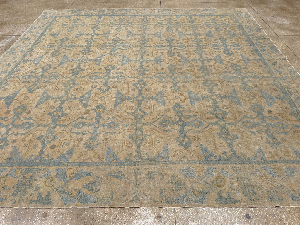 Antique Chinese Cuenca Square Room Size Carpet, No.30696 - Staging