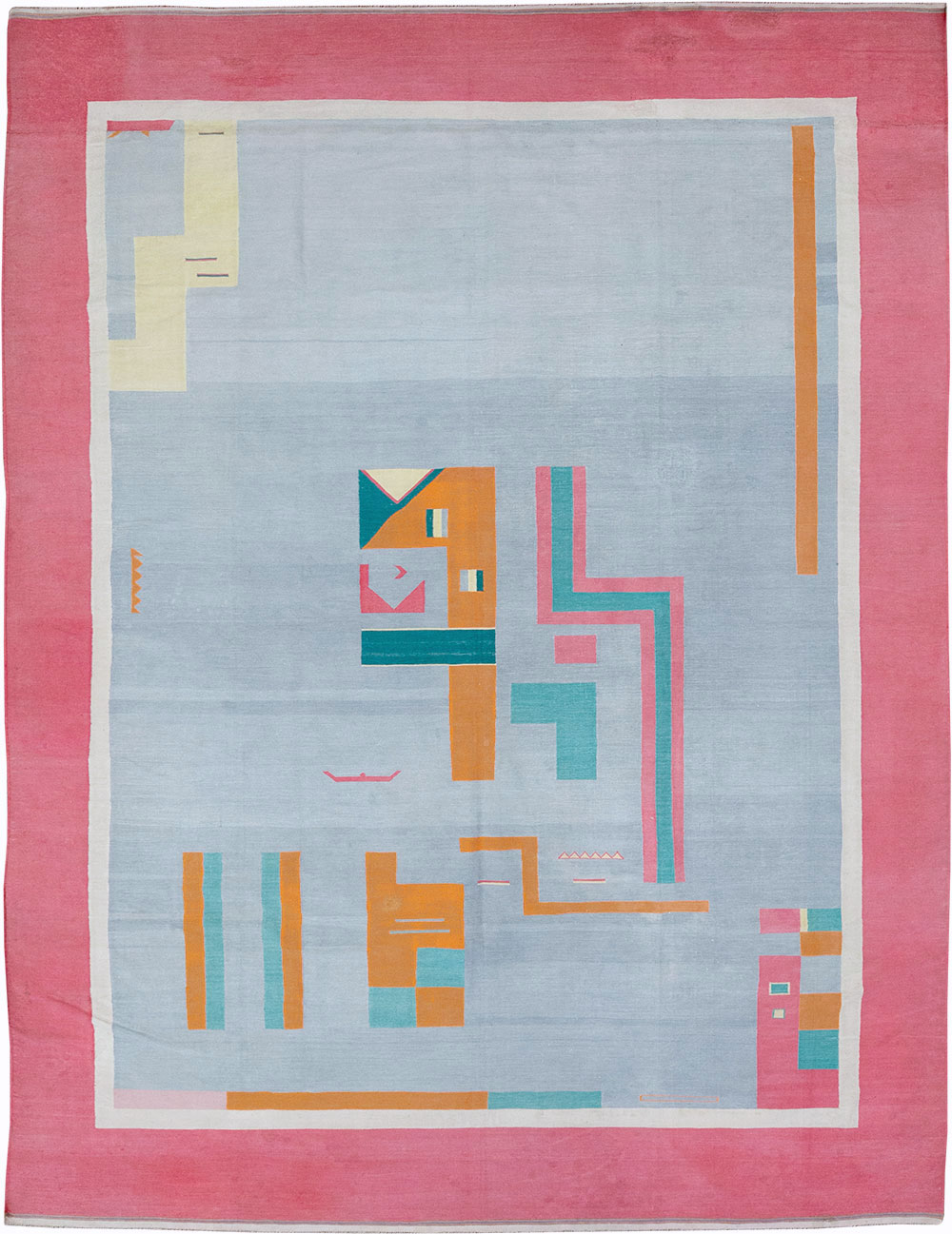 Vintage Indian Flatweave Dhurrie Room Size Carpet, No.30697 - Staging