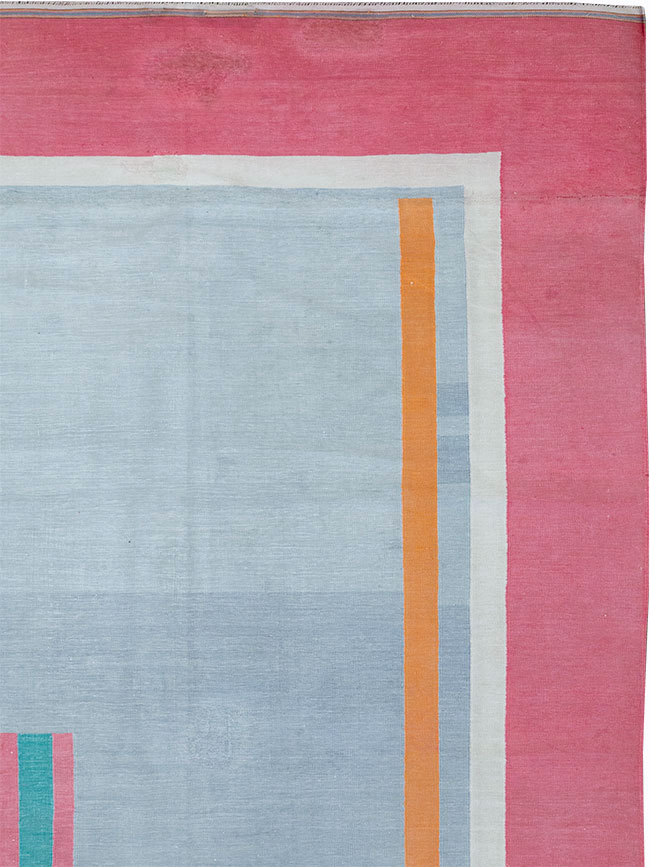 Vintage Indian Flatweave Dhurrie Room Size Carpet, No.30697 - Staging