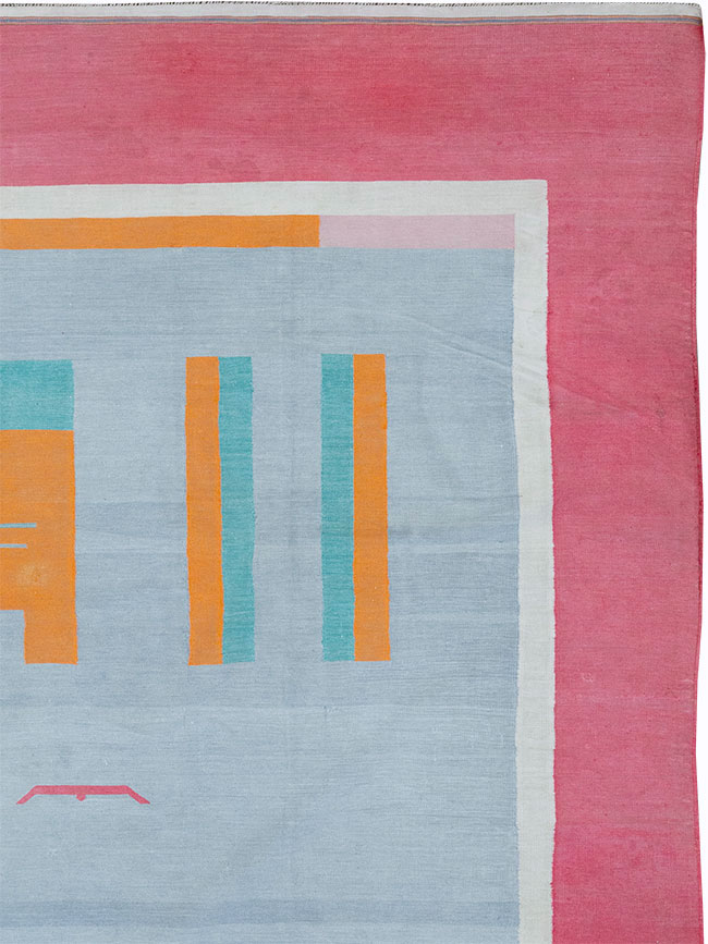 Vintage Indian Flatweave Dhurrie Room Size Carpet, No.30697 - Staging