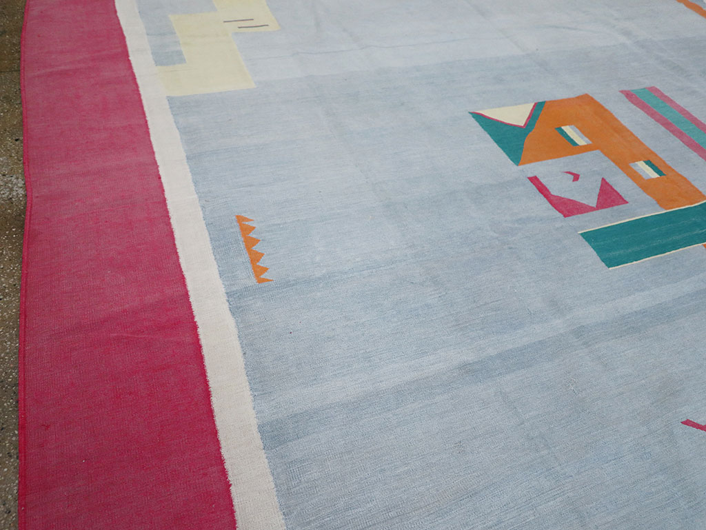 Vintage Indian Flatweave Dhurrie Large Room Size Carpet, No.30697 - Staging