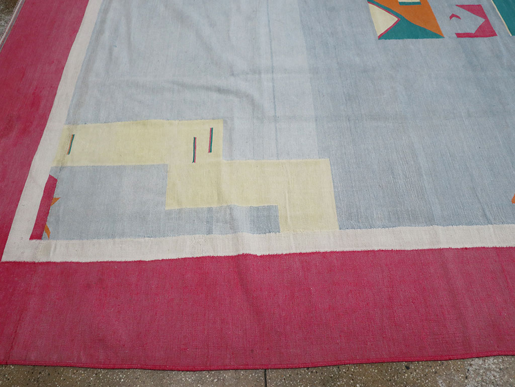 Vintage Indian Flatweave Dhurrie Room Size Carpet, No.30697 - Staging