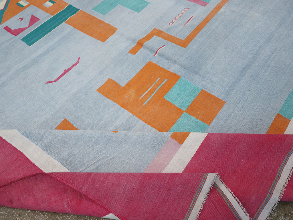 Vintage Indian Flatweave Dhurrie Room Size Carpet, No.30697 - Staging