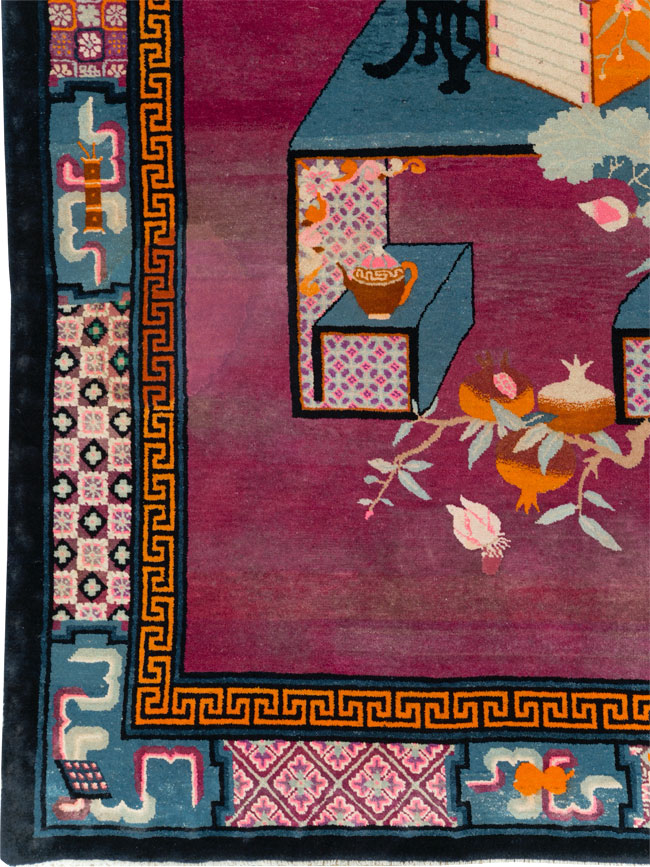 Vintage Chinese Pictorial Art Deco Room Size Carpet, No.30701 - Staging