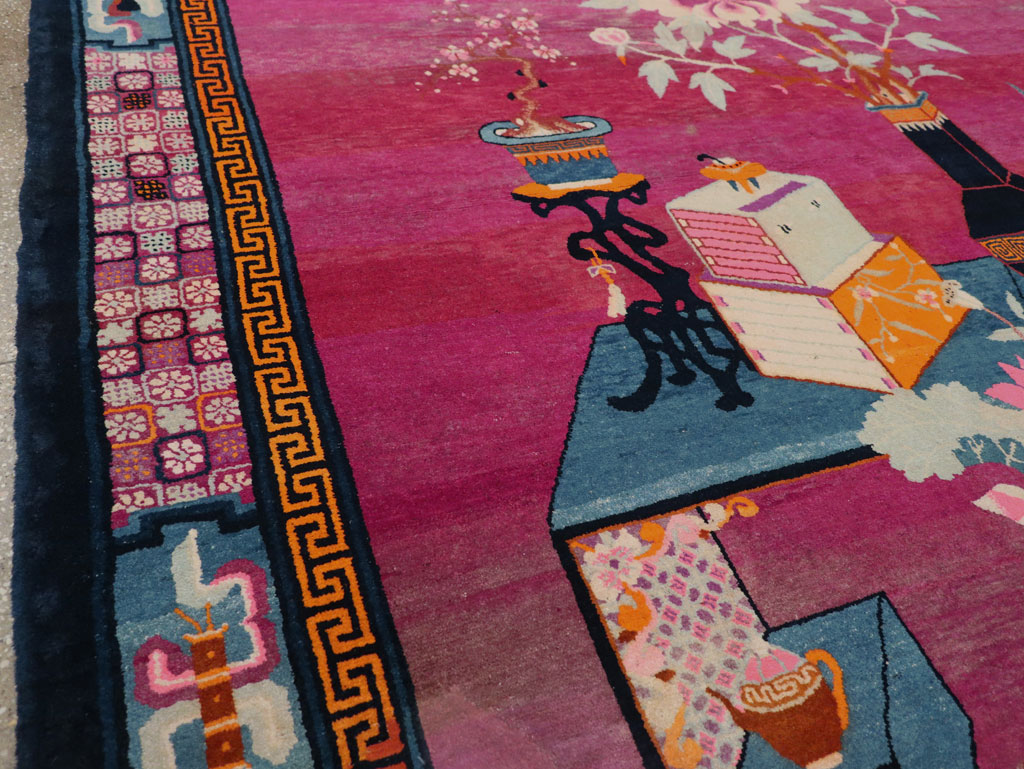 Vintage Chinese Pictorial Art Deco Room Size Carpet, No.30701 - Staging
