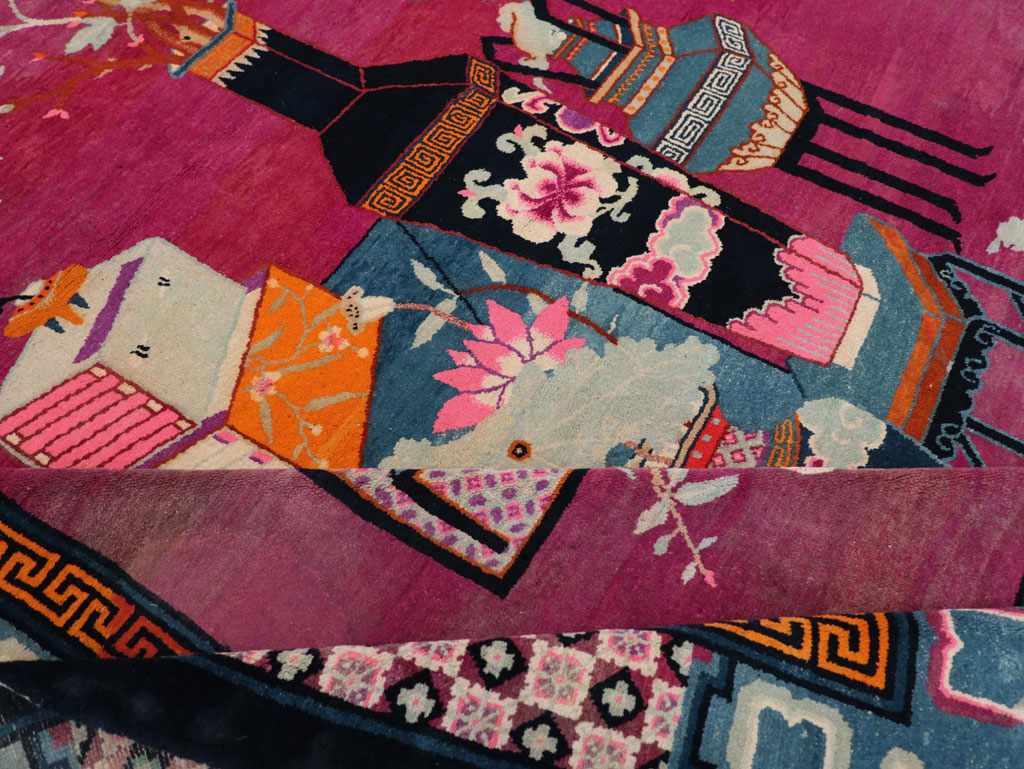 Vintage Chinese Pictorial Art Deco Room Size Carpet, No.30701 - Staging