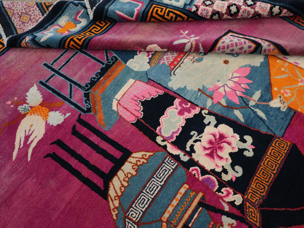 Vintage Chinese Pictorial Art Deco Room Size Carpet, No.30701 - Staging