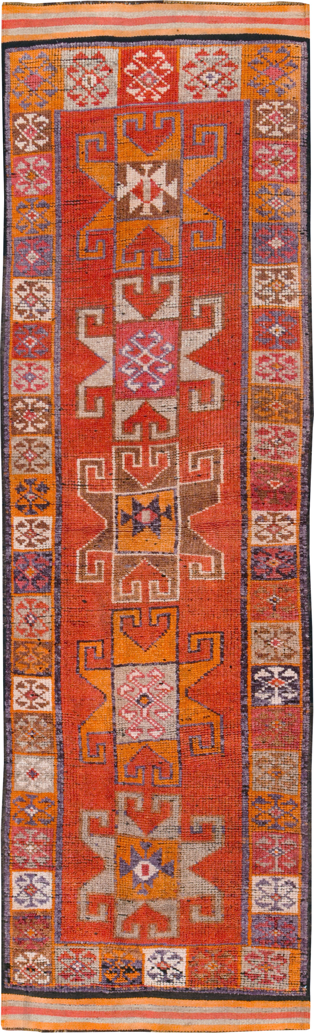 Vintage Turkish Anatolian Tribal Runner, No.30709 - Staging