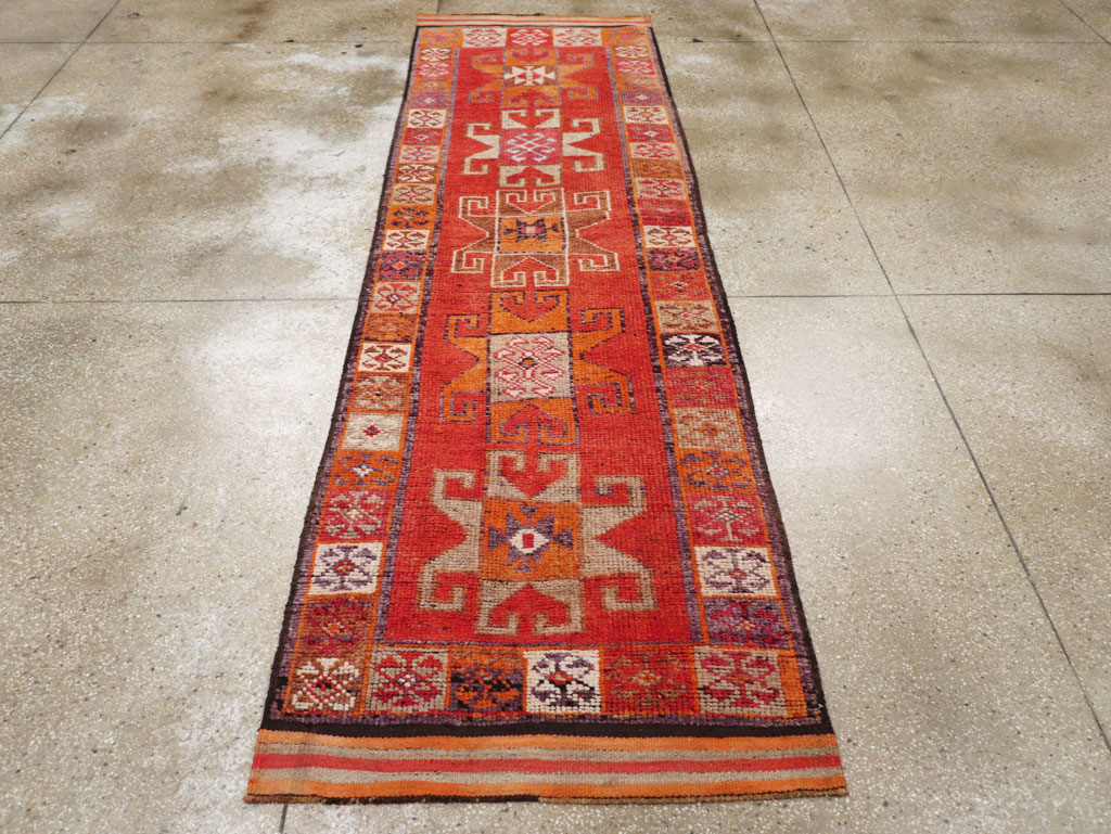 Vintage Turkish Anatolian Tribal Runner, No.30709 - Staging